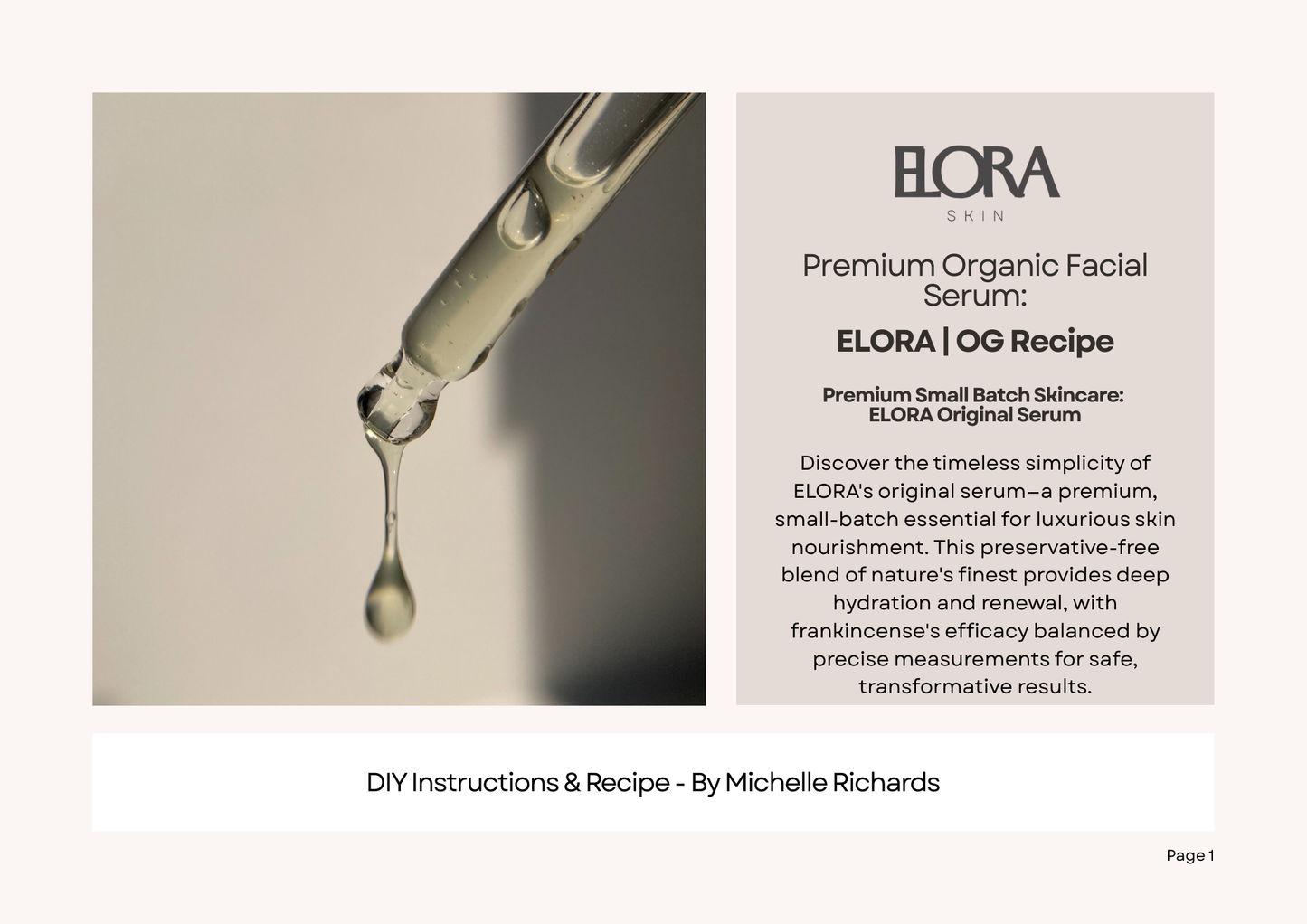 ELORA Original Premium Organic DIY Facial Serum Recipe